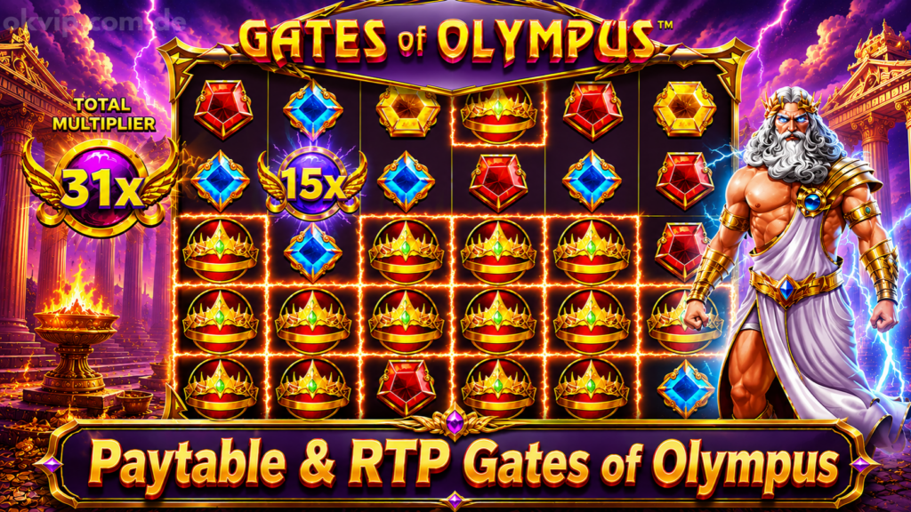 Bảng Trả Thưởng Gates of Olympus: Paytable, RTP ~96,5% & Max Win